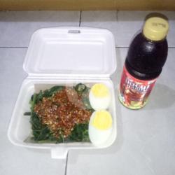 Rujak Kangkung Plus Telor   Teh Pucuk/aqua