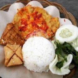 Nasi Telur Geprek   Tahu Tempe