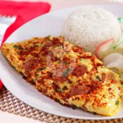 Nasi Telor Dadar Sosis Boncabe