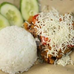 Nasi, Ayam Serundeng Keju, Tahu Tempe