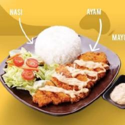 Nasi Chiken Crispy Mayo Salad Sayur