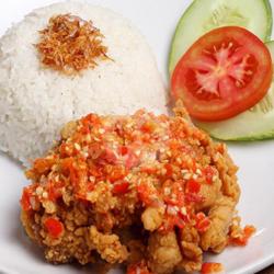 Geprek Chicken Crispy,  2 Tahu (sambal Korek)