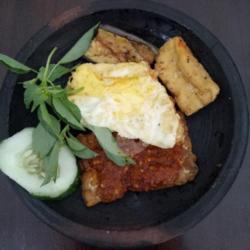 Nasi Sambelan Tempe, Terong, Tahu, Telur