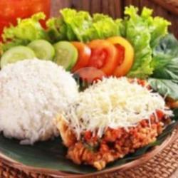 Nasi Geprek Keju Lengkap