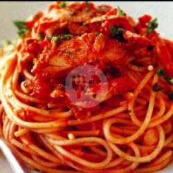 Spaghetti Pedas Manis Suir Ayam Es Teh