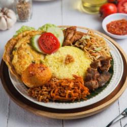 Paket Nasi Kuning Telor Dadar   Telor Balado