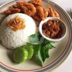 Nasi Udang Geprek Crispy Sambal Bawang .