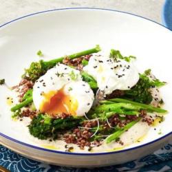 Poached Eggs With Wok Fried Greens