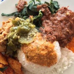 Nasi Rendang Tempe Goreng Komplit