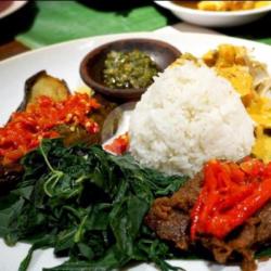 Nasi Dendeng  Daging Balado Komplit