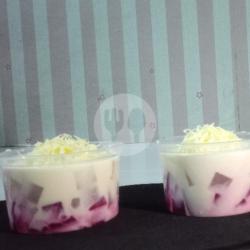 Cheesy Milk Dragon Fruit Puding (puding Buah Naga Kuah Keju)