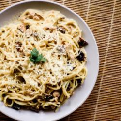 Spaghetti Creamy Chicken Mushroom