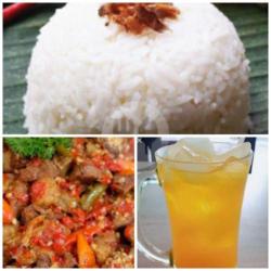 Paket Nasi Oseng Sapi   Es Jeruk