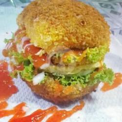 Burger Crispy Telur Sapi Keju