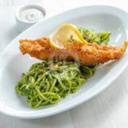 Fish Fritter Pesto Pasta