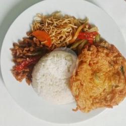 Nasi Rames Telor Dadar