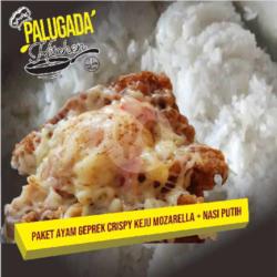 Ayam Geprek Keju Mozarella Leleh   Nasi Putih