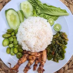 Nasi Cumi Asin Dan  Pete Cabe Ijo