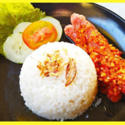 Sosis   Sambal Geprek   Nasi   Lalapan