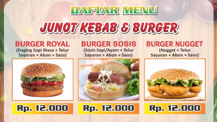 Daftar Harga Menu Delivery Junot Kebab, Burger & Kopi, Medan Barat ...