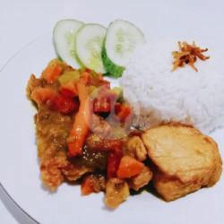 Nasi Ikan Dori Masak Pesmol   Tahu