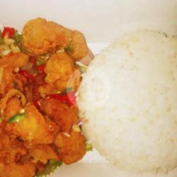 Kulit Ayam Goreng Sambel Matah   Nasi Putih