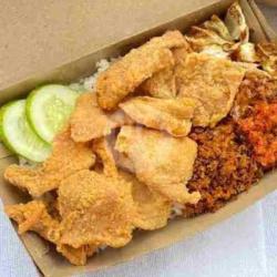 Paket Nasi Kulit Krispi Geprek   Kol Goreng