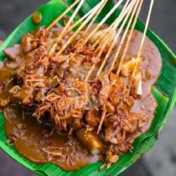 Sate Padang 25 Tusuk   Tupat  Kuah  Bawang Goreng