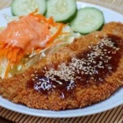 Chicken Katsu Saos Teriyaki,nasi,salad Dan Es Teh