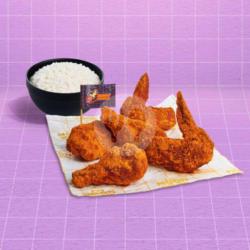 5 Pcs Korean Chicken Wings   Rice