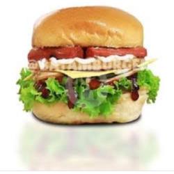 Burger Daging Sosis   Es Jeruk