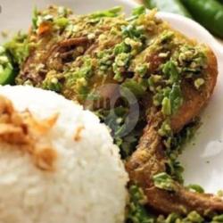 Nasi   Ayam Penyet Sambal Ijo (paha)