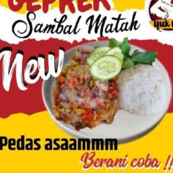 Ayam Geprek Sambal Matah Dada Atas/bawah   Nasi Putih