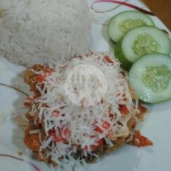 Ayam Geprek Keju Cheddar   Nasi