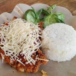 Ayam Geprek Keju  Nasi