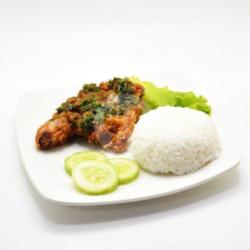 Ayam Geprek Sambal Ijo   Nasi