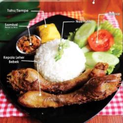 Nasi Kepala Bebek  Sambal  Lalapan