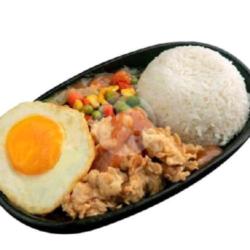 Chicken Steak Crispy Egg ( Nasi)