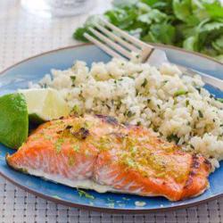 Butter Rice   Grill Salmon 100gr