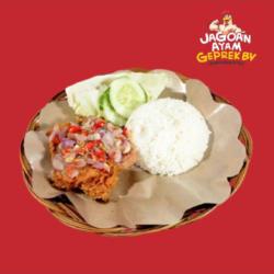 Paket Ayam Geprek Sambal Matah Paha Bawah (nasi   Ayam Geprek)