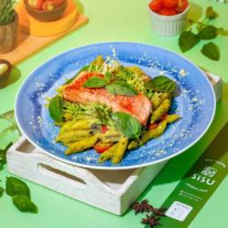 Salmon Pesto Penne Pasta