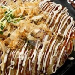 Okonomiyaki Gurita Taburan Keju / Kulit Ikan Cakalang