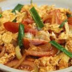 Nasi Telur Tomat Tambahan Sayuran Menu Vegetarian Hongkong Halal