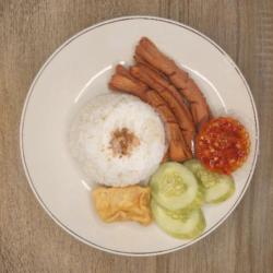 Nasi Sosis Geprek Sambal Bawang