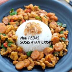 Nasi Pedas Sosis Ayam Crispy