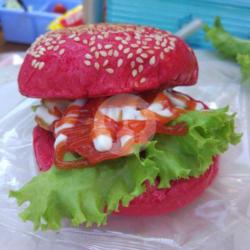 Burger Merah / Warna(pilihan: Pedas/tak Pedas)