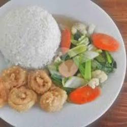 Nasi Cap Cay Cumi Goreng Tepung