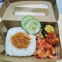 Nasi Abal Udang Goreng/penyet