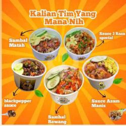 5 Box Chicken Rice Blackpepper, Asam Manis, Sambal Matah, 3 Rasa Sauce Dan Sambal Bawang