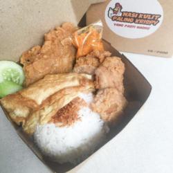 Nasi Kulit Ayam Krispy   Telor